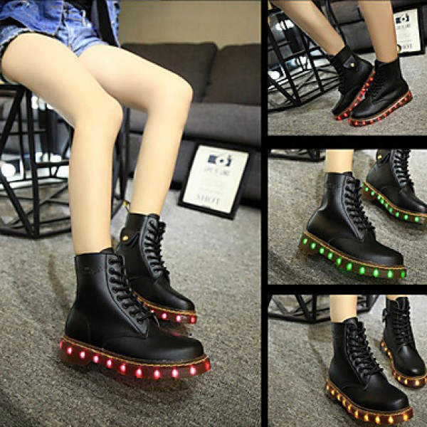 7 Colors Luminous Shoes Men Women Unisex Couple Lace-Up Toe Boot Martin boots Fashion Casual Flat Led Shoes Usb Charging